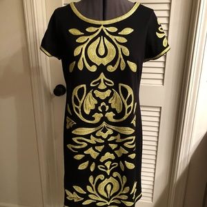 INC Black Dress w/ Lime Green Embroidery Detail